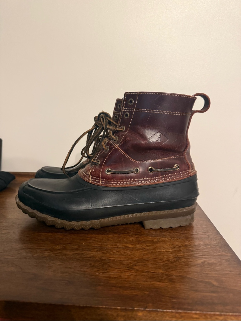Men's Brown & Black Sperry Waterproof Leather Duck Boots